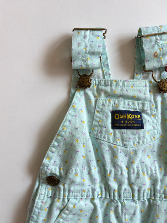 Vintage 90s Oshkosh Floral Shortalls Size 18 months