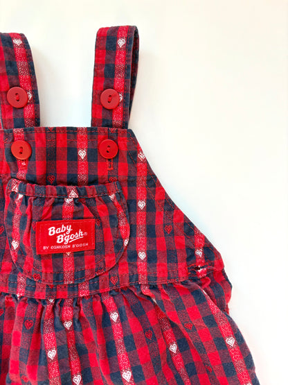 Vintage 90s Baby B’gosh Heart Check Bubble Overalls Size 3-6 months