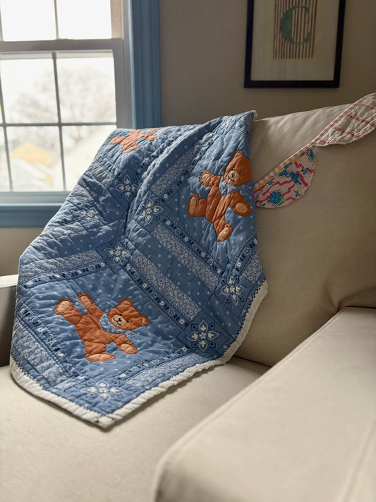 Vintage Handmade Teddy Bandana Quilt