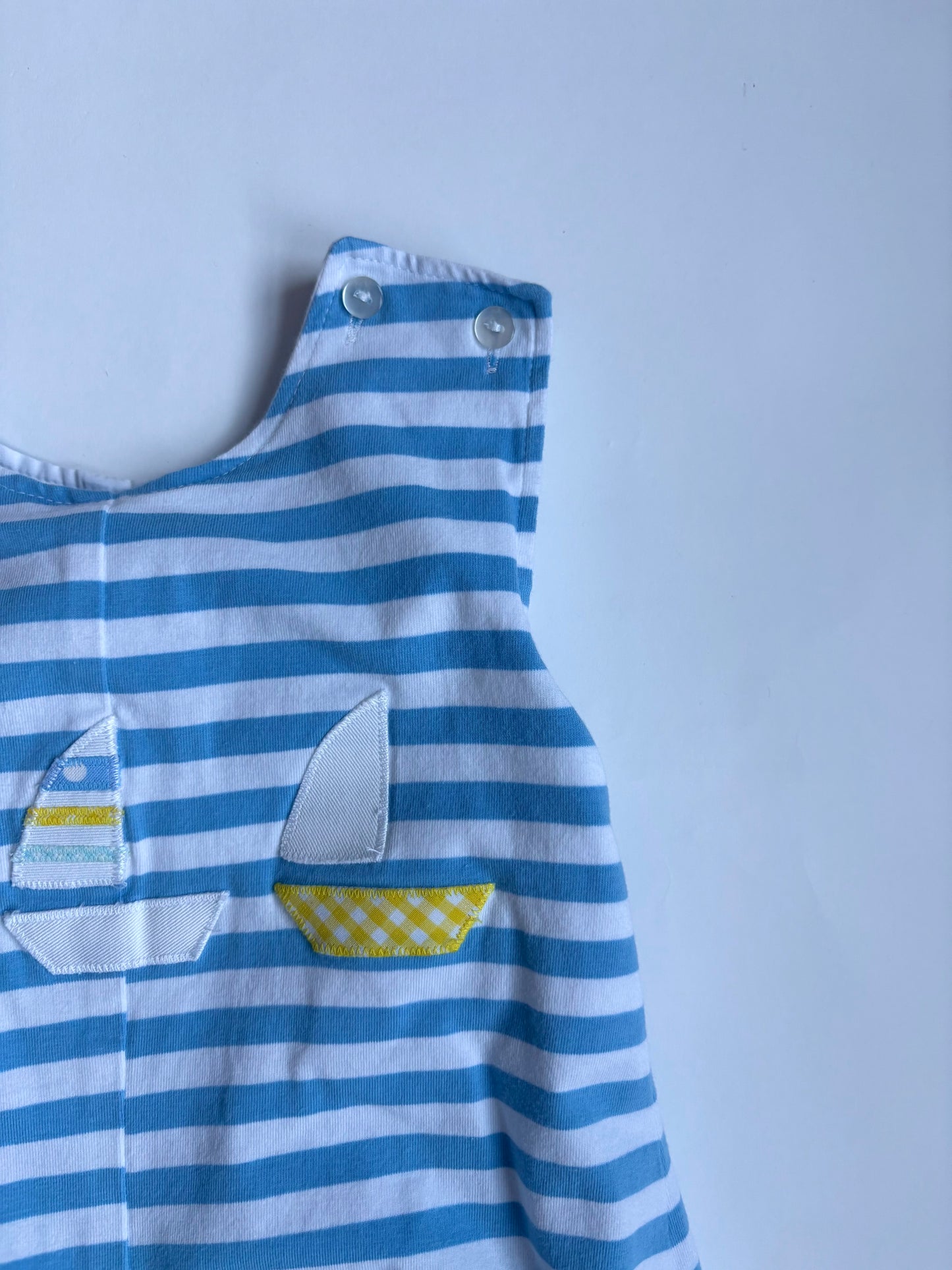 Vintage 90s Striped Sailboat Romper Size 9 months