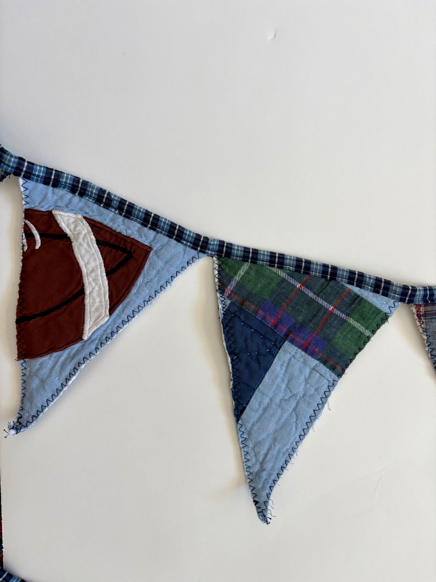 Handmade Quilt Pennant - Football & Basketball