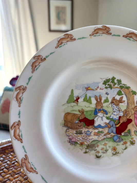 Vintage Picnic Bunnykins Plate