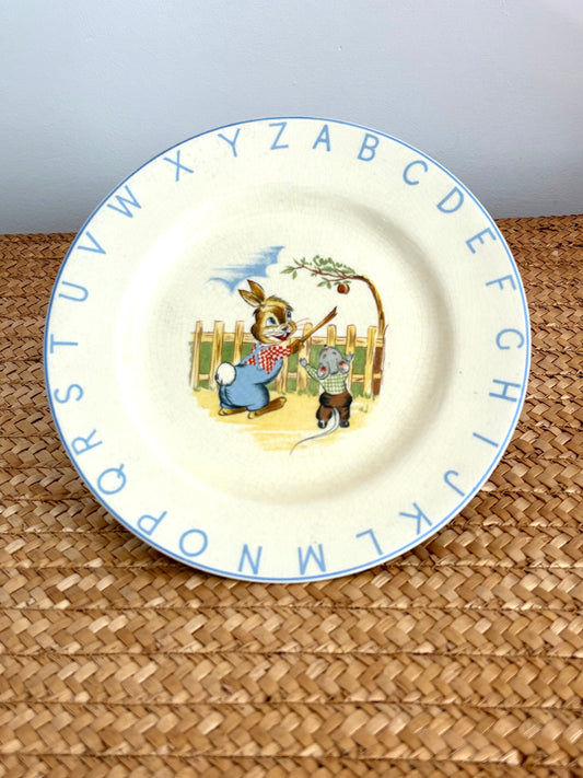 Vintage ABC Rabbit and Mouse Plate