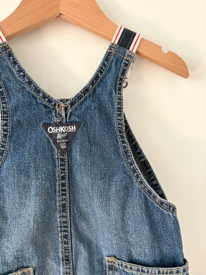 Oshkosh Navy and Red Strap Denim Overalls Size 18 months