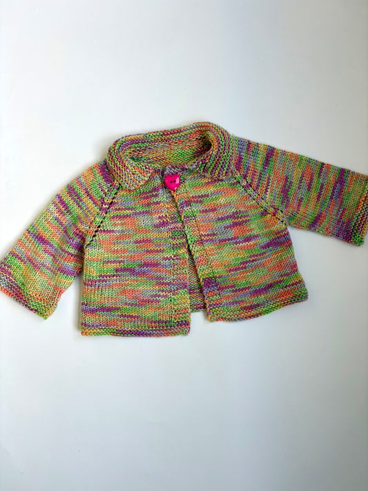 Hand-knit Heart Button Cardigan Size 2T