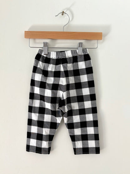 Hand-sewn Upcycled Black Picnic Check Pant Size 12-18 months