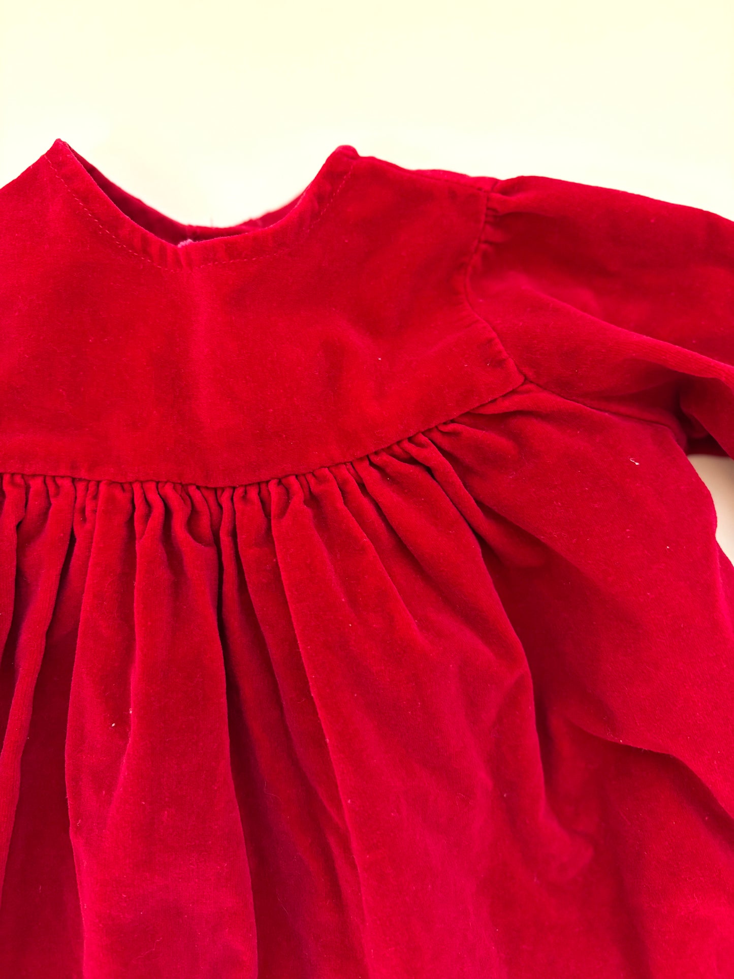 Vintage Gathered Velvet Red Dress Size 6 months