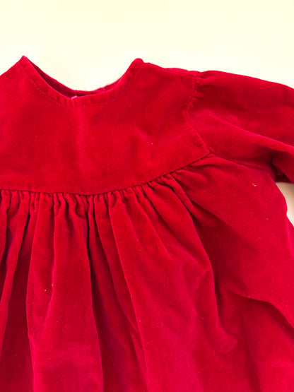 Vintage Gathered Velvet Red Dress Size 6 months