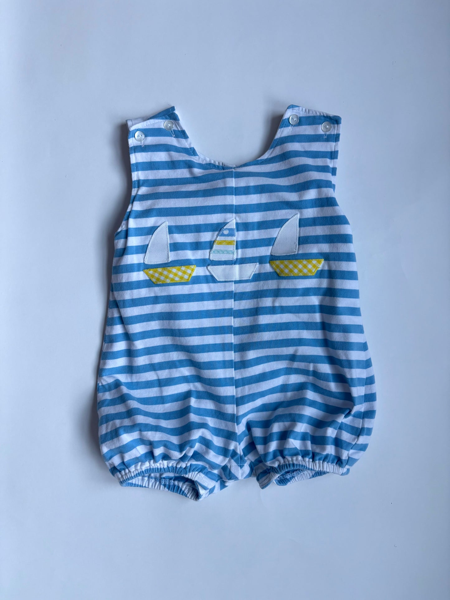 Vintage 90s Striped Sailboat Romper Size 9 months