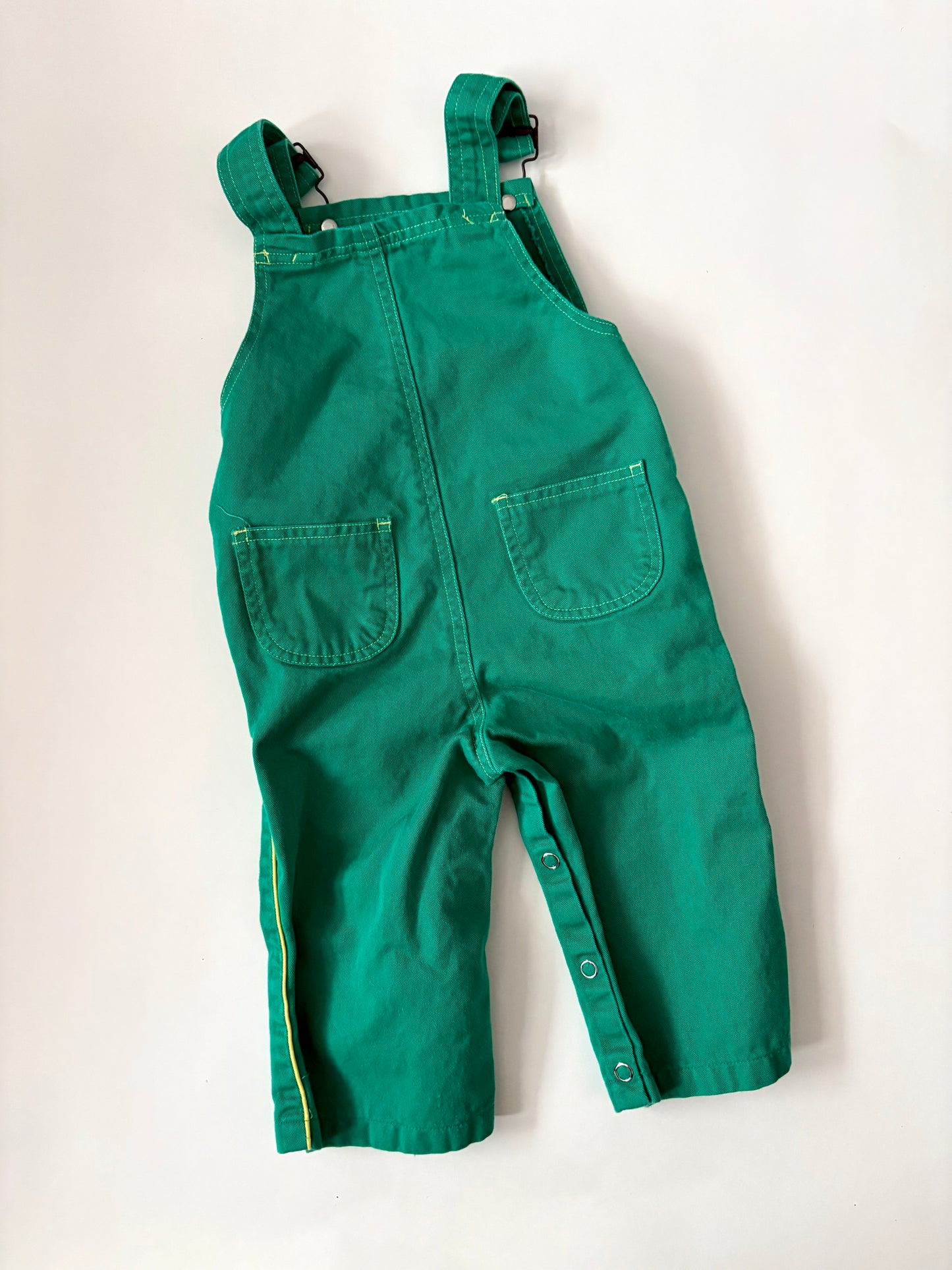 Vintage 90s Green Piped Overalls Size 12 months