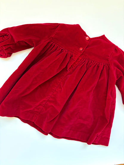 Vintage Gathered Velvet Red Dress Size 6 months