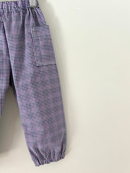 Hand-sewn Upcycled Purple Plaid Pocket Jogger Size 18-24 months