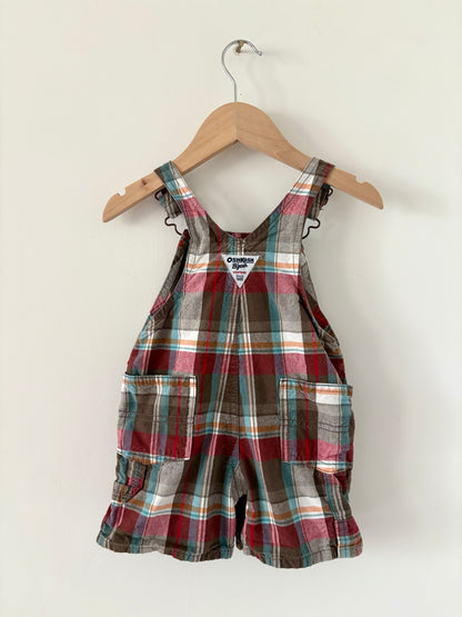Vintage 00s Oshkosh Vestbak Plaid Shortalls Size 12 months