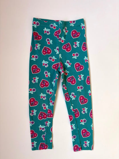 Vintage 90s Gymboree Rainbow Tag Heart & Flower Leggings Size 2T