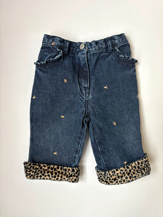 Vintage Y2K Gymboree Leopard Cuffed Denim Size 12-18 months