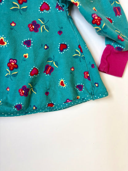 Vintage 90s Gymboree Rainbow Tag Heart Snap Cardigan Size 2T