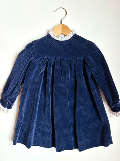 Vintage Velour Ruffle Collared Dress Size 3T