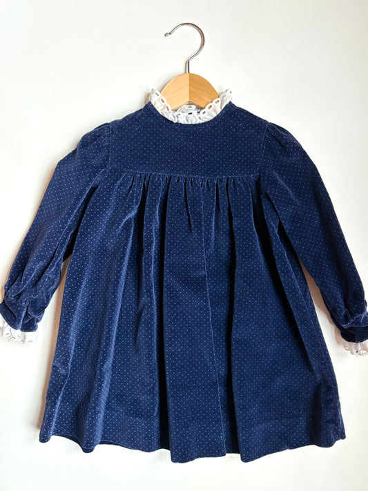 Vintage Velour Ruffle Collared Dress Size 3T