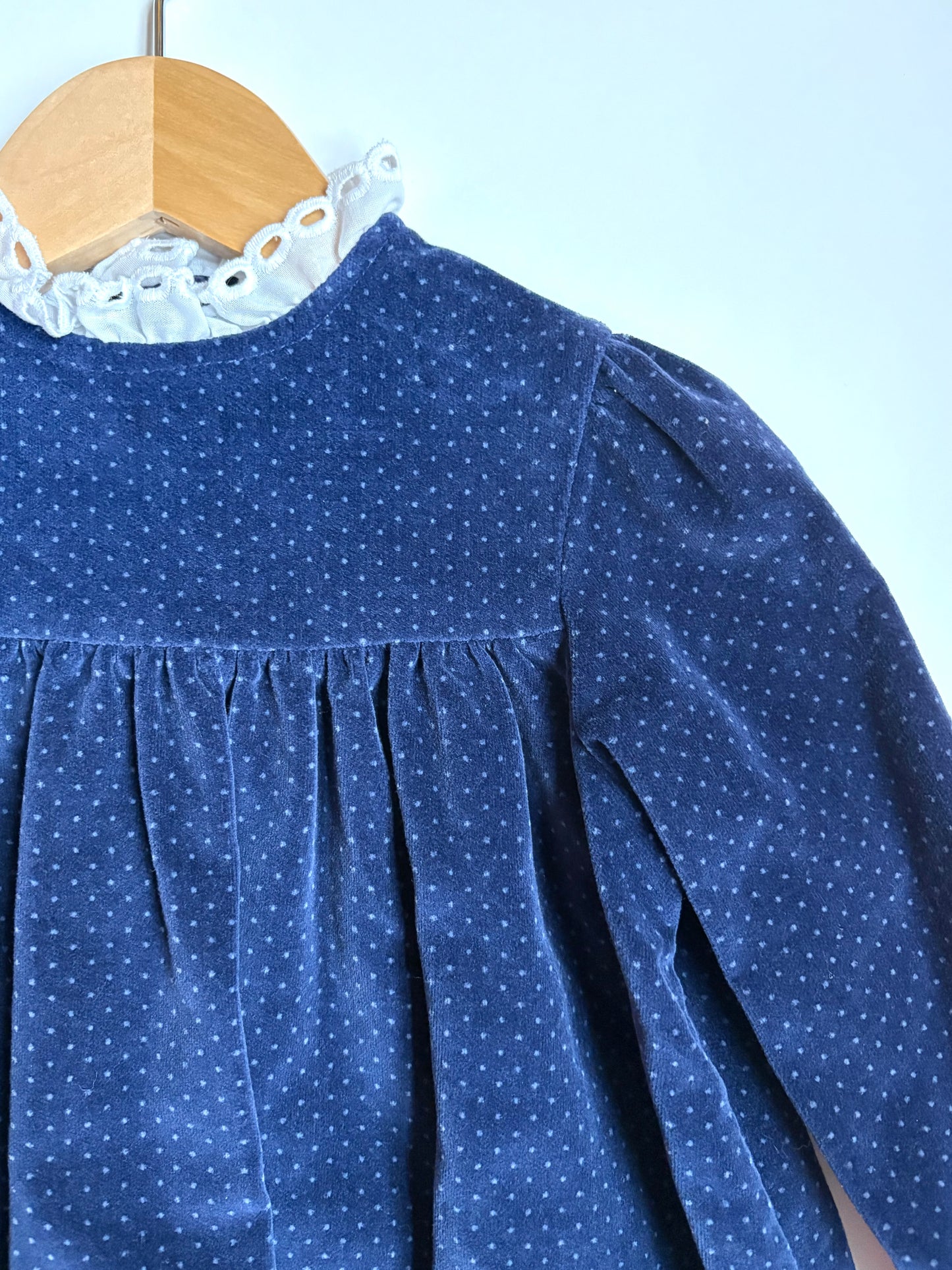 Vintage Velour Ruffle Collared Dress Size 3T