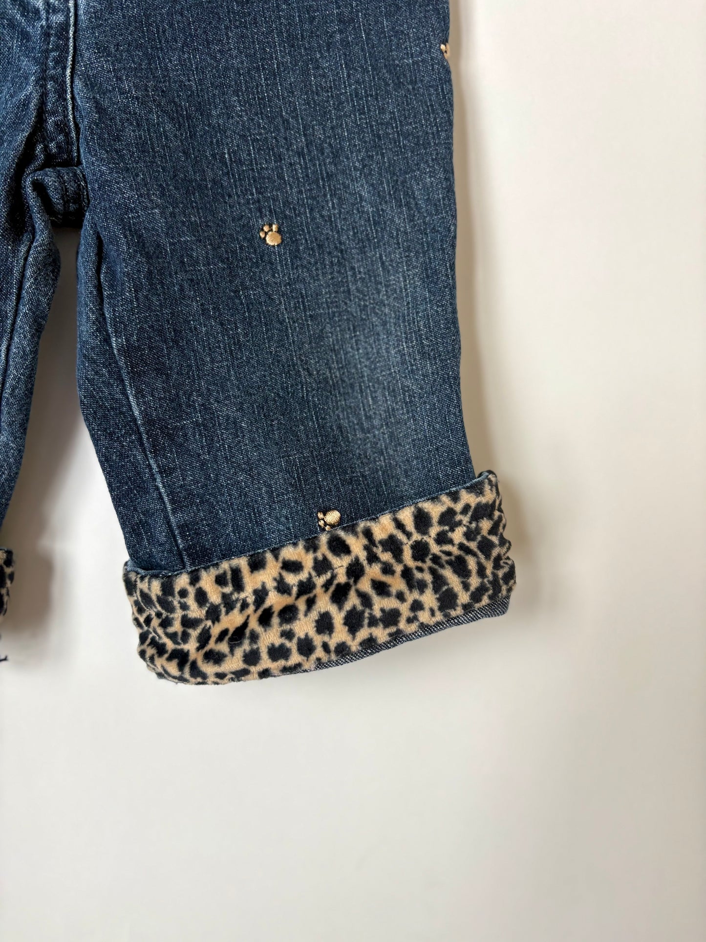 Vintage Y2K Gymboree Leopard Cuffed Denim Size 12-18 months