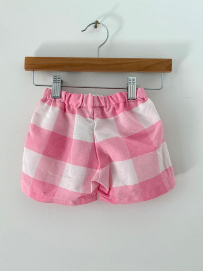 Hand-sewn Upcycled Pink Picnic Shorts Size 3T