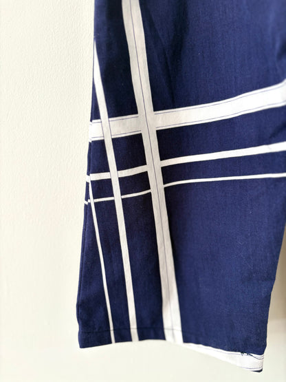 Hand-sewn Upcycled Navy Check Overalls Size 2T