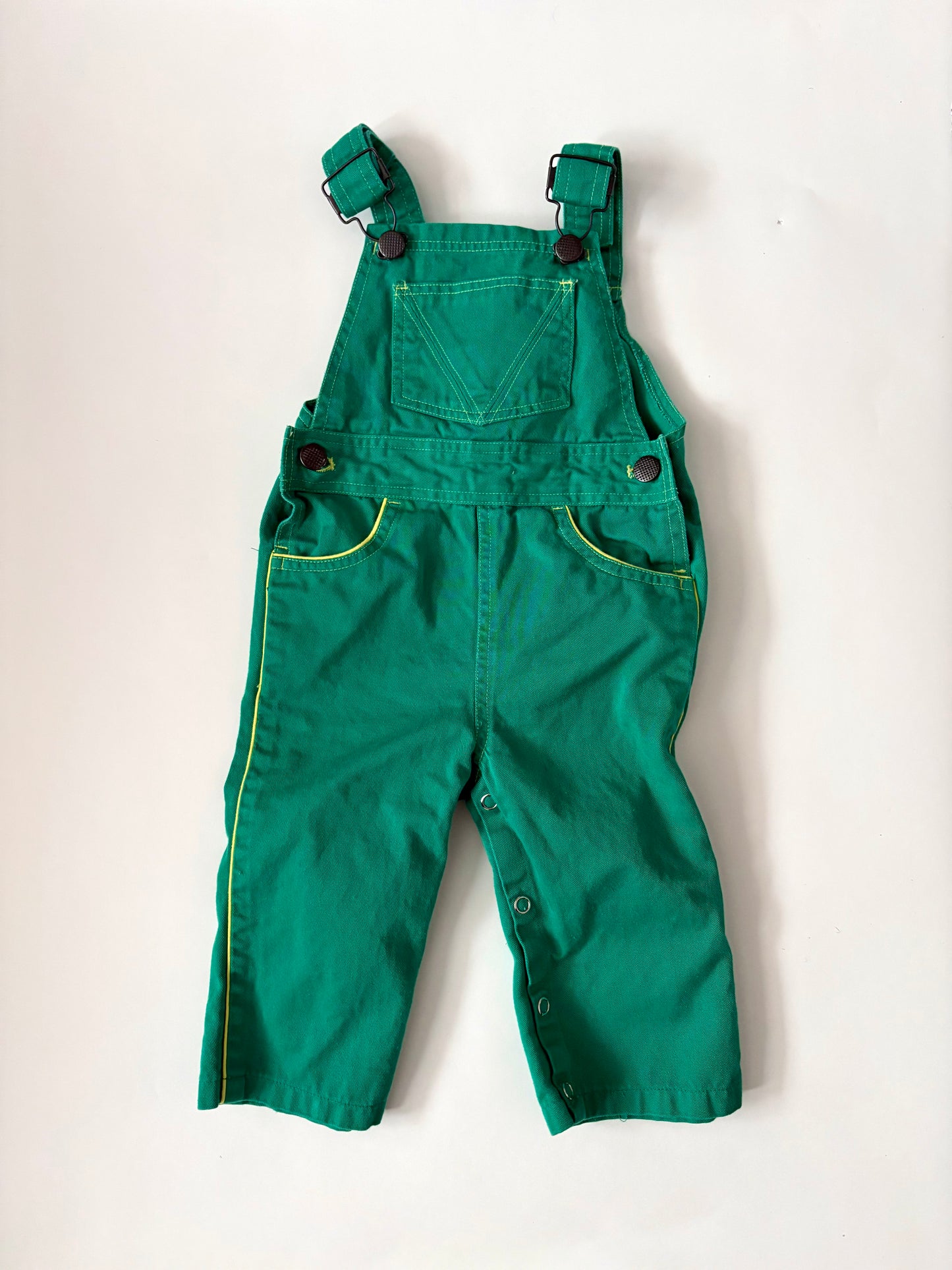 Vintage 90s Green Piped Overalls Size 12 months