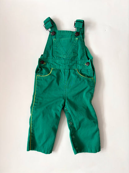 Vintage 90s Green Piped Overalls Size 12 months