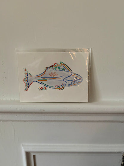 Original Fish Watercolor on Cotton Paper Painted by Marissa