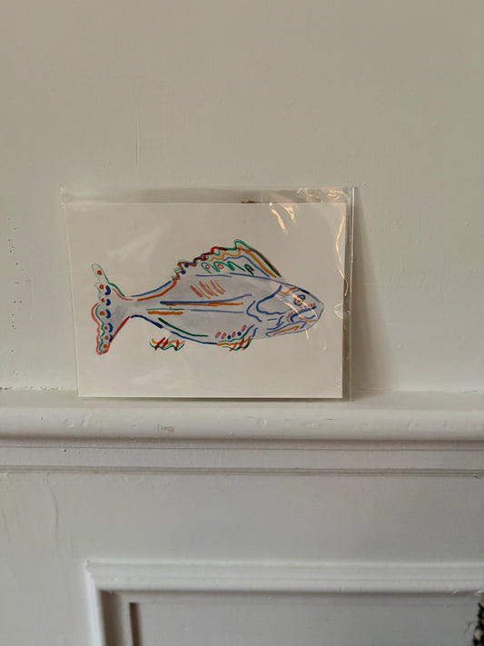 Original Fish Watercolor on Cotton Paper Painted by Marissa