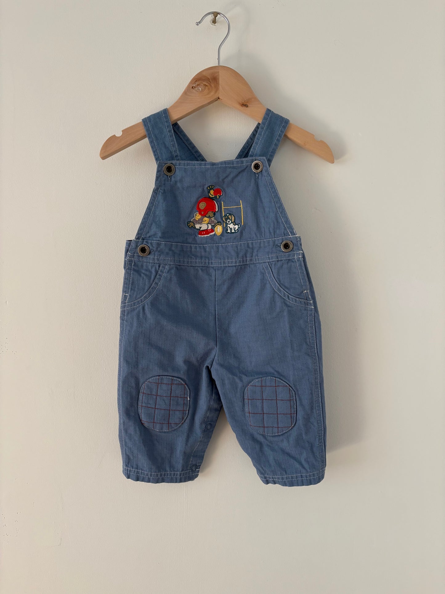 Vintage Teddy Bear Football Overalls Size 6-9 months
