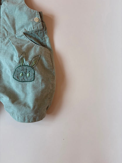 Vintage Les Bebes des Floriane Bunny Bubble Overalls Size 12 months