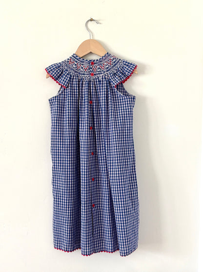 Vintage Smocked Ric Rac Plaid Dress Size 3T - RUNS LARGE