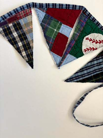 Handmade Quilt Pennant - Basketball & Baseball