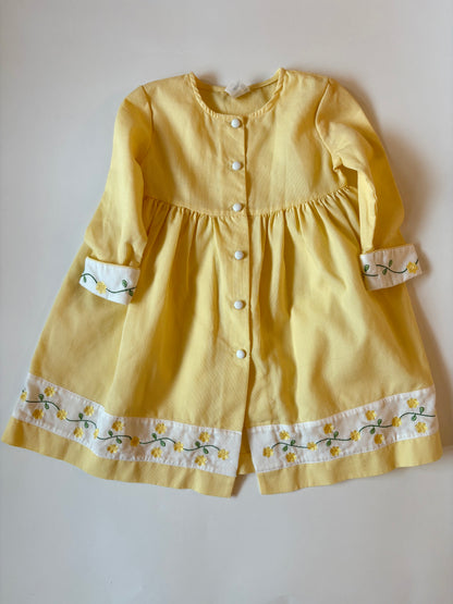 Vintage 80s/90s Yellow Daffodils Lightweight Overcoat Size 3T