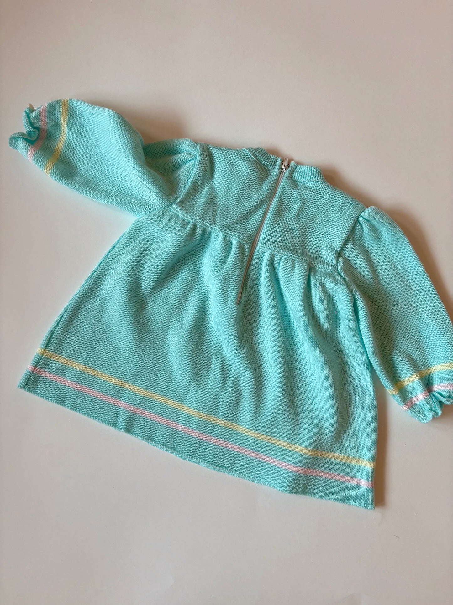 Vintage 80s Square Collar Bunny Dress Size 12 months