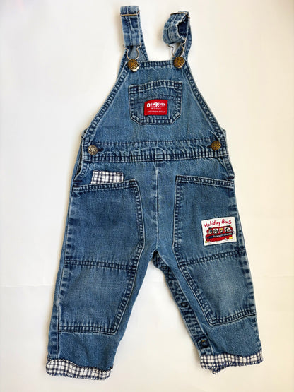 Vintage 90s Oshkosh Holiday Bus Overalls Size 2T
