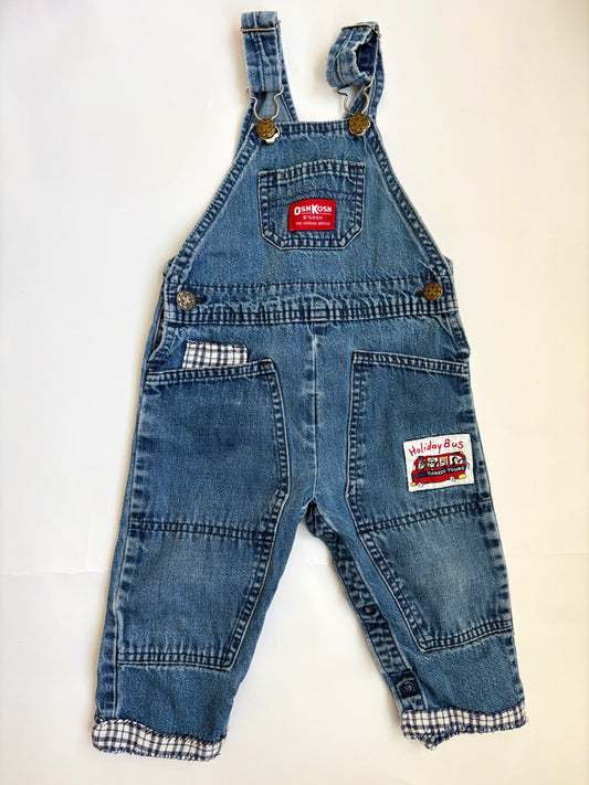 Vintage 90s Oshkosh Holiday Bus Overalls Size 2T