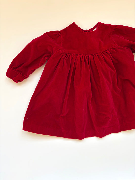 Vintage Gathered Velvet Red Dress Size 6 months