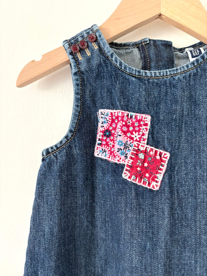 Vintage 00s Gap Denim Patch Dress Size 3T