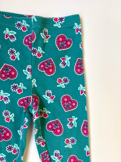 Vintage 90s Gymboree Rainbow Tag Heart & Flower Leggings Size 2T