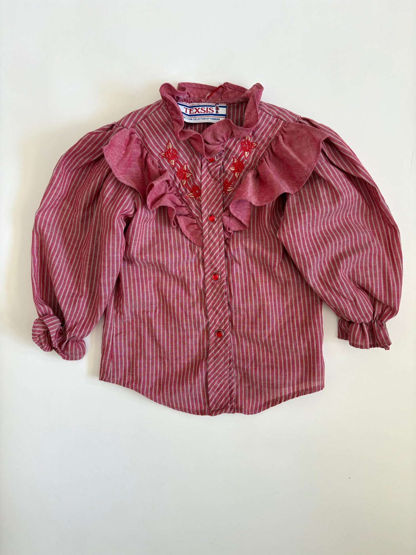 Vintage 80s Western Puff Sleeve Blouse Size 18 months