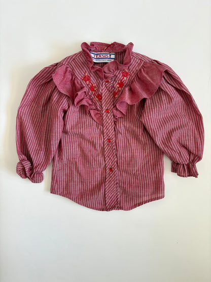 Vintage 80s Western Puff Sleeve Blouse Size 18 months