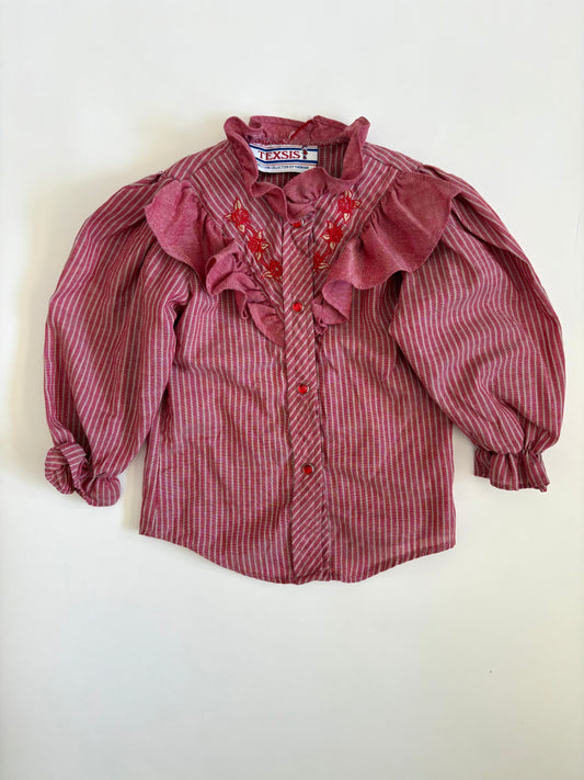 Vintage 80s Western Puff Sleeve Blouse Size 18 months