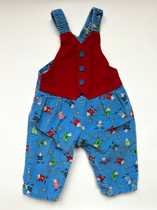 Vintage 90s Oshkosh Corduroy Mouse Overalls Size 3-6 months