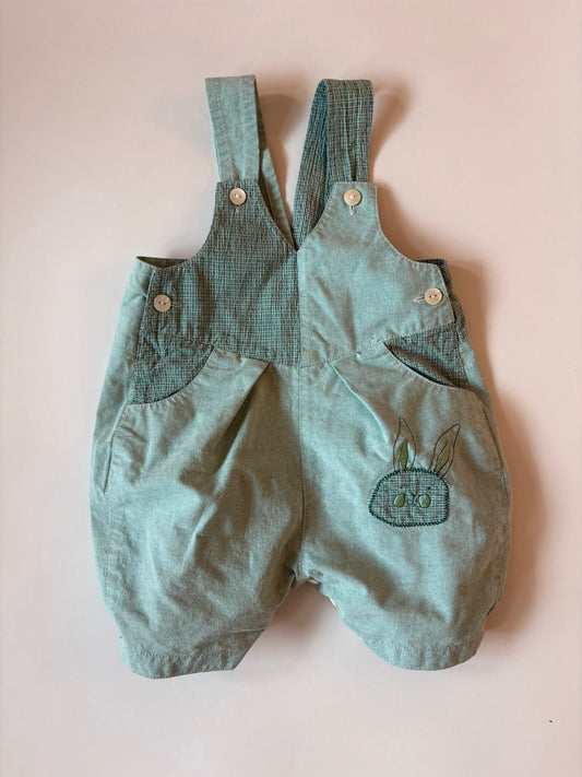 Vintage Les Bebes des Floriane Bunny Bubble Overalls Size 12 months