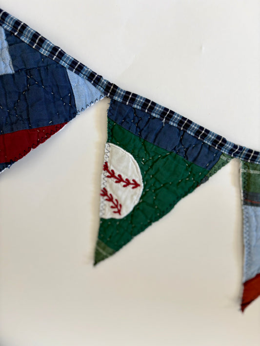 Handmade Quilt Pennant - Baseball & Soccer