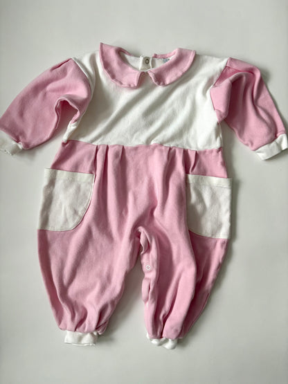 Vintage 80s Pink Pocket Romper Size 18 months