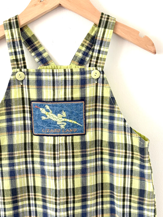 Vintage 90s Lizard Land Plaid Shortalls Size 4T