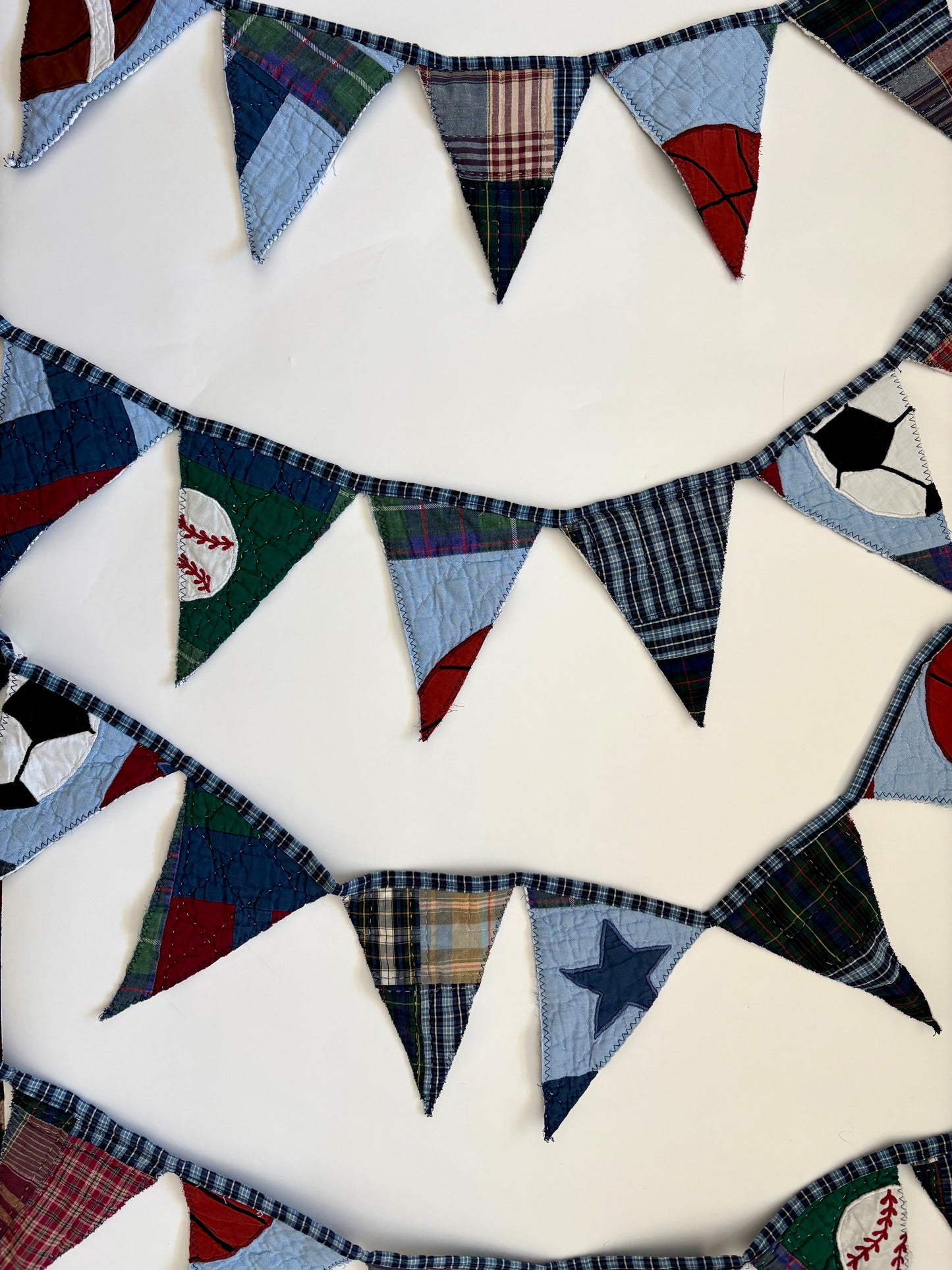 Handmade Quilt Pennant - Basketball & Baseball
